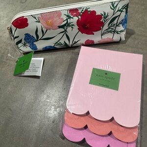 Kate ♠️ Spade trio of notepads, along with floral pencil case including supplies
